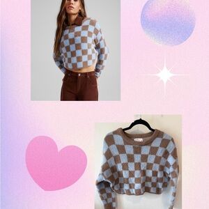 Bershka/ Asos Checkered Blue and Brown Sweater